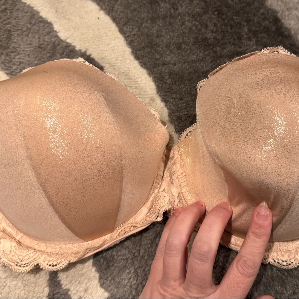 Lace Trim Gold Shimmer Bra
